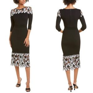 YIGAL AZROUËL Embroidered Lace Detail Dress Jet (Black) and White S